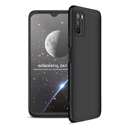 Hard Rigid Plastic Matte Finish Front and Back Cover Case 360 Degrees for Xiaomi Poco M3 Black