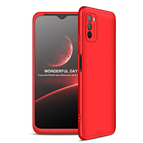 Hard Rigid Plastic Matte Finish Front and Back Cover Case 360 Degrees for Xiaomi Poco M3 Red