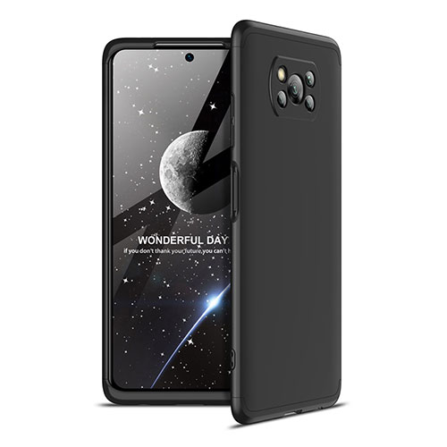 Hard Rigid Plastic Matte Finish Front and Back Cover Case 360 Degrees for Xiaomi Poco X3 Black