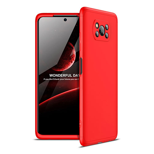 Hard Rigid Plastic Matte Finish Front and Back Cover Case 360 Degrees for Xiaomi Poco X3 Pro Red