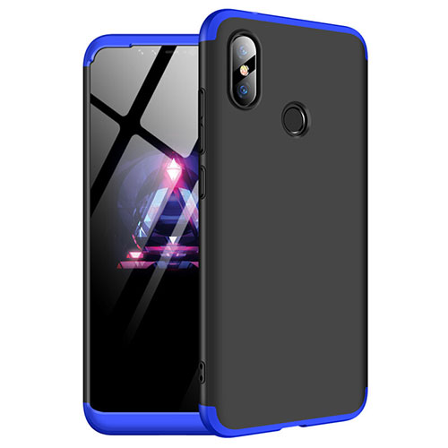 Hard Rigid Plastic Matte Finish Front and Back Cover Case 360 Degrees for Xiaomi Redmi Note 6 Pro Blue and Black