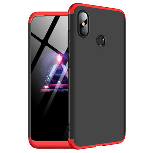 Hard Rigid Plastic Matte Finish Front and Back Cover Case 360 Degrees for Xiaomi Redmi Note 6 Pro Red and Black