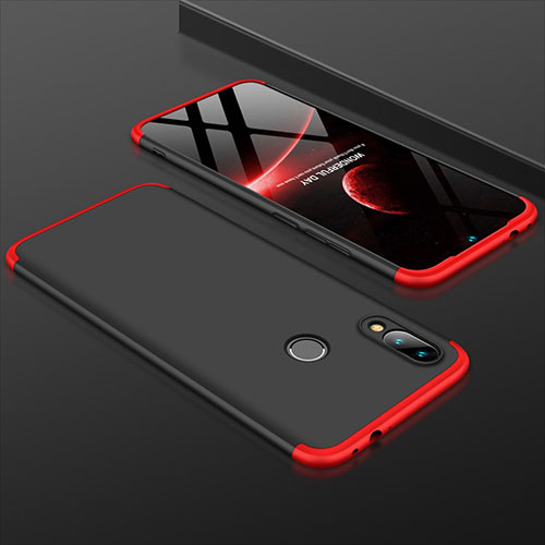 Hard Rigid Plastic Matte Finish Front and Back Cover Case 360 Degrees for Xiaomi Redmi Note 7 Red and Black