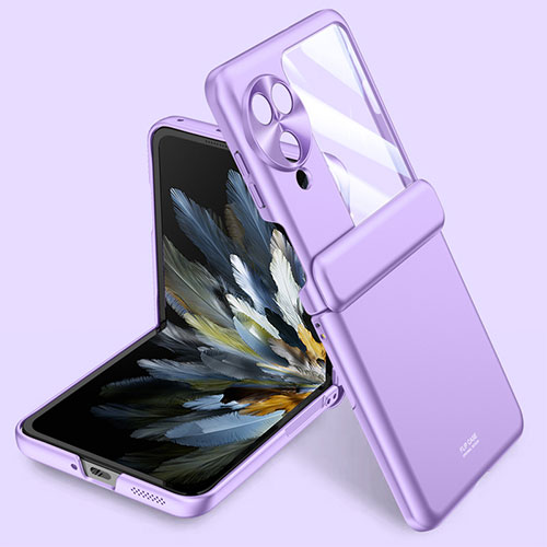 Hard Rigid Plastic Matte Finish Front and Back Cover Case 360 Degrees GK1 for Oppo Find N3 Flip 5G Purple