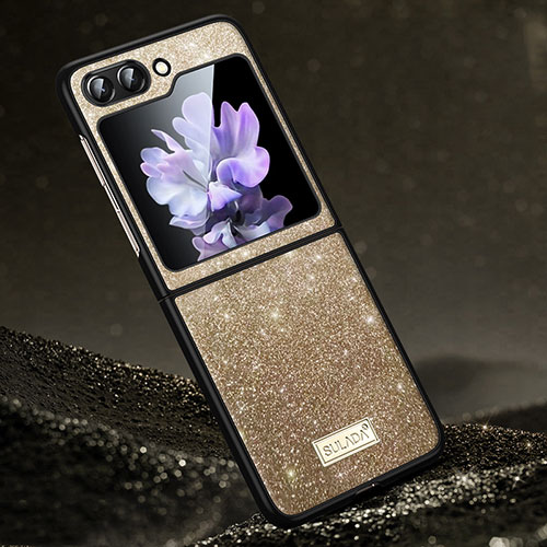 Hard Rigid Plastic Matte Finish Front and Back Cover Case 360 Degrees LD1 for Samsung Galaxy Z Flip5 5G Gold