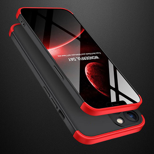 Hard Rigid Plastic Matte Finish Front and Back Cover Case 360 Degrees M01 for Apple iPhone 13 Pro Red and Black