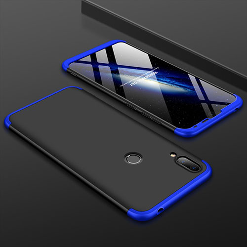 Hard Rigid Plastic Matte Finish Front and Back Cover Case 360 Degrees M01 for Huawei Y7 (2019) Blue and Black