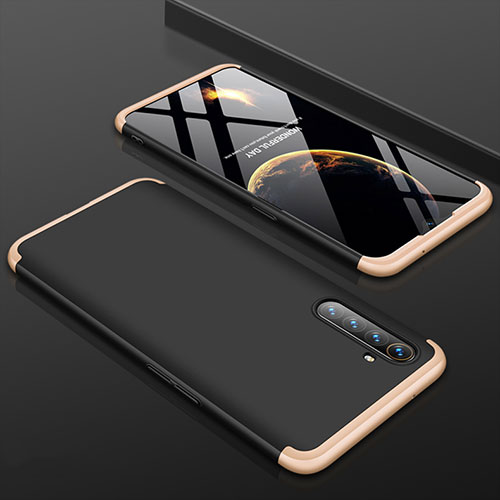 Hard Rigid Plastic Matte Finish Front and Back Cover Case 360 Degrees M01 for Oppo K5 Gold and Black