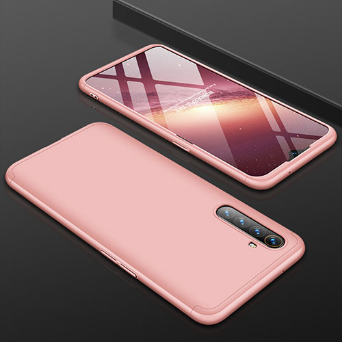 Hard Rigid Plastic Matte Finish Front and Back Cover Case 360 Degrees M01 for Oppo K5 Rose Gold