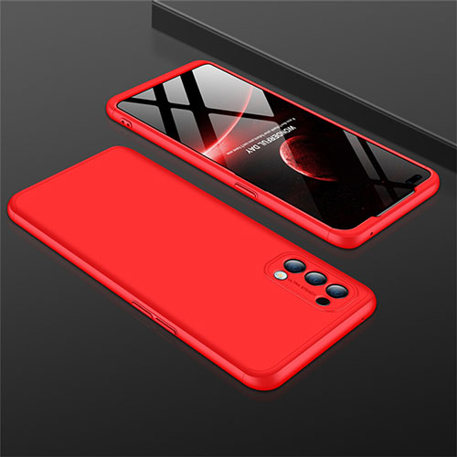 Hard Rigid Plastic Matte Finish Front and Back Cover Case 360 Degrees M01 for Oppo Reno4 4G Red