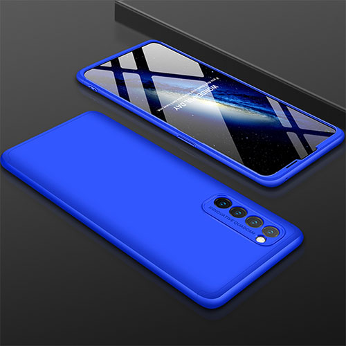 Hard Rigid Plastic Matte Finish Front and Back Cover Case 360 Degrees M01 for Oppo Reno4 Pro 4G Blue