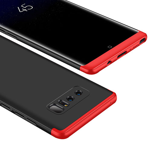 Hard Rigid Plastic Matte Finish Front and Back Cover Case 360 Degrees M01 for Samsung Galaxy Note 8 Red and Black