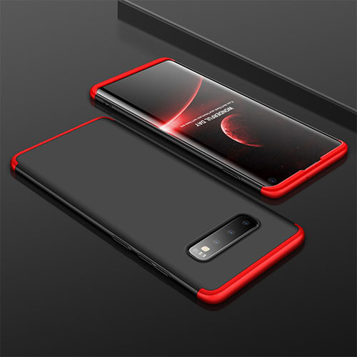 Hard Rigid Plastic Matte Finish Front and Back Cover Case 360 Degrees M01 for Samsung Galaxy S10 5G Red and Black