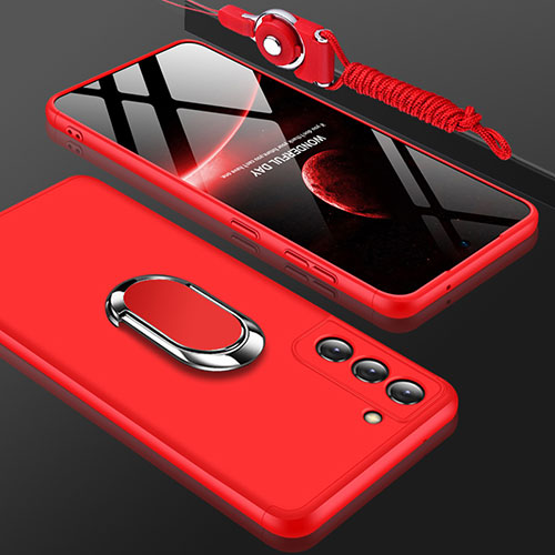 Hard Rigid Plastic Matte Finish Front and Back Cover Case 360 Degrees M01 for Samsung Galaxy S21 Plus 5G Red