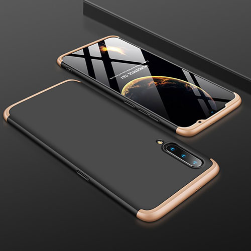Hard Rigid Plastic Matte Finish Front and Back Cover Case 360 Degrees M01 for Xiaomi Mi 9 Lite Gold and Black