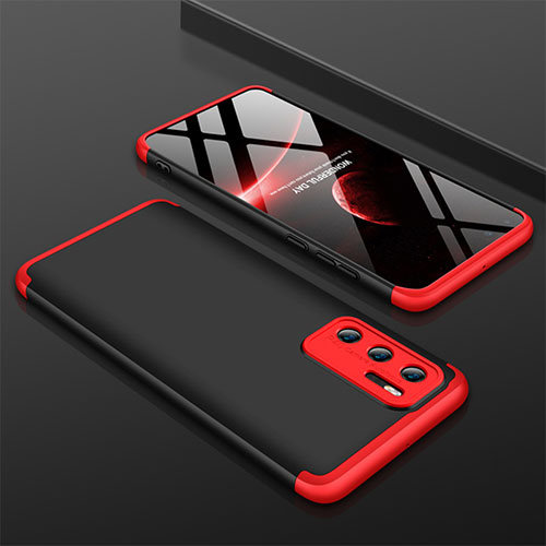 Hard Rigid Plastic Matte Finish Front and Back Cover Case 360 Degrees M02 for Huawei P40 Red and Black