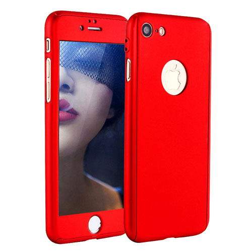 Hard Rigid Plastic Matte Finish Front and Back Cover Case 360 Degrees P01 for Apple iPhone 8 Red