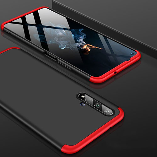 Hard Rigid Plastic Matte Finish Front and Back Cover Case 360 Degrees P01 for Huawei Honor 20 Red and Black