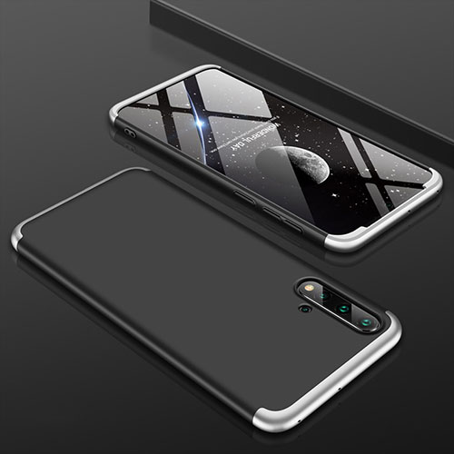 Hard Rigid Plastic Matte Finish Front and Back Cover Case 360 Degrees P01 for Huawei Nova 5 Pro Silver and Black