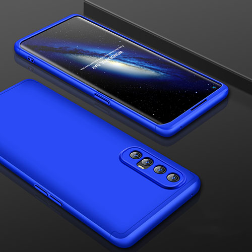 Hard Rigid Plastic Matte Finish Front and Back Cover Case 360 Degrees P01 for Oppo Reno3 Pro Blue
