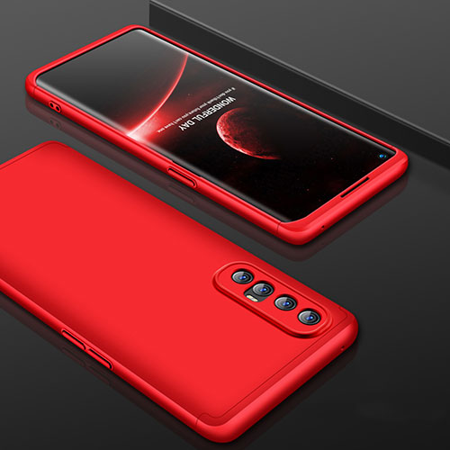 Hard Rigid Plastic Matte Finish Front and Back Cover Case 360 Degrees P01 for Oppo Reno3 Pro Red