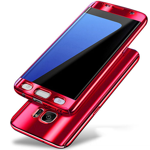 Hard Rigid Plastic Matte Finish Front and Back Cover Case 360 Degrees P01 for Samsung Galaxy S7 Edge G935F Red