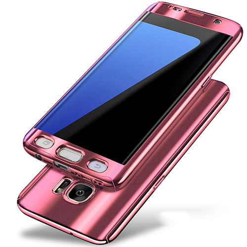 Hard Rigid Plastic Matte Finish Front and Back Cover Case 360 Degrees P01 for Samsung Galaxy S7 Edge G935F Rose Gold