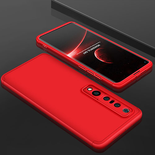 Hard Rigid Plastic Matte Finish Front and Back Cover Case 360 Degrees P01 for Xiaomi Mi 10 Pro Red