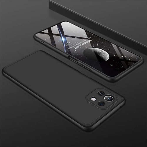 Hard Rigid Plastic Matte Finish Front and Back Cover Case 360 Degrees P01 for Xiaomi Mi 11 Lite 5G NE Black