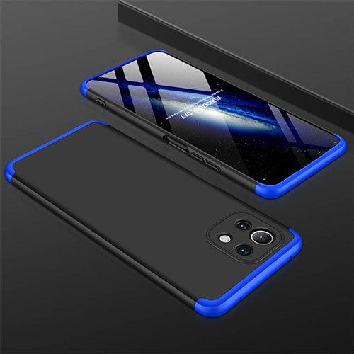 Hard Rigid Plastic Matte Finish Front and Back Cover Case 360 Degrees P01 for Xiaomi Mi 11 Lite 5G NE Blue and Black