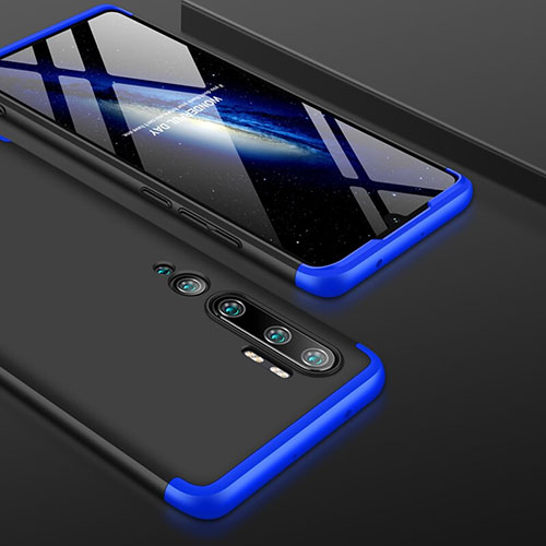 Hard Rigid Plastic Matte Finish Front and Back Cover Case 360 Degrees P01 for Xiaomi Mi Note 10 Pro Blue and Black