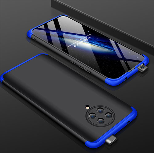 Hard Rigid Plastic Matte Finish Front and Back Cover Case 360 Degrees P01 for Xiaomi Redmi K30 Pro 5G Blue and Black