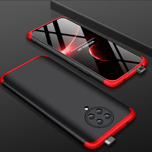 Hard Rigid Plastic Matte Finish Front and Back Cover Case 360 Degrees P01 for Xiaomi Redmi K30 Pro 5G Red and Black