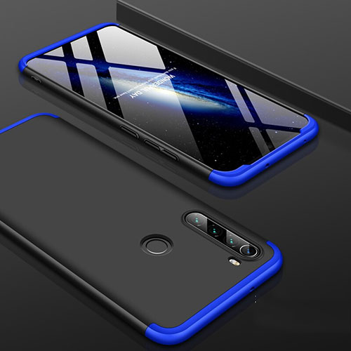 Hard Rigid Plastic Matte Finish Front and Back Cover Case 360 Degrees P01 for Xiaomi Redmi Note 8T Blue and Black