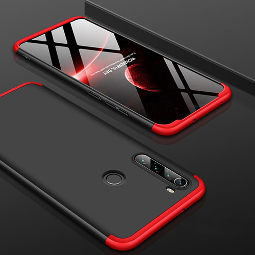 Hard Rigid Plastic Matte Finish Front and Back Cover Case 360 Degrees P01 for Xiaomi Redmi Note 8T Red and Black