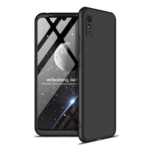 Hard Rigid Plastic Matte Finish Front and Back Cover Case 360 Degrees P02 for Xiaomi Redmi 9A Black