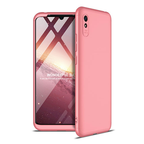 Hard Rigid Plastic Matte Finish Front and Back Cover Case 360 Degrees P02 for Xiaomi Redmi 9A Rose Gold