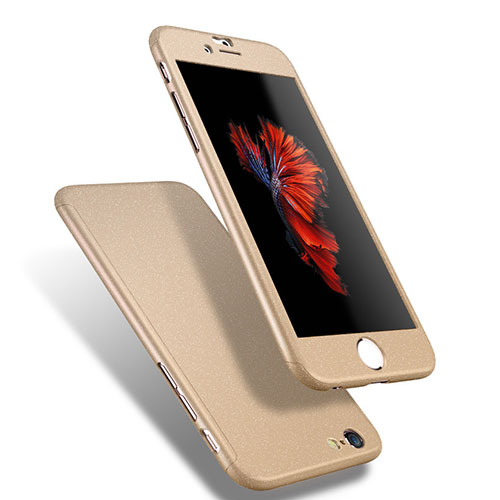 Hard Rigid Plastic Matte Finish Front and Back Cover Case 360 Degrees Q01 for Apple iPhone 6S Gold