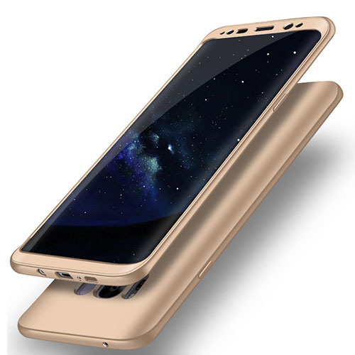 Hard Rigid Plastic Matte Finish Front and Back Cover Case 360 Degrees Q02 for Samsung Galaxy S8 Plus Gold