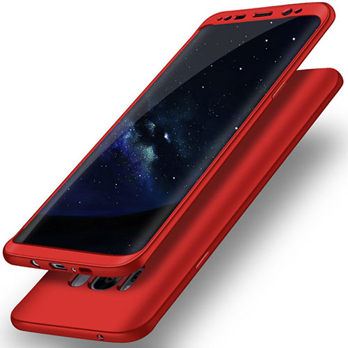 Hard Rigid Plastic Matte Finish Front and Back Cover Case 360 Degrees Q02 for Samsung Galaxy S8 Plus Red