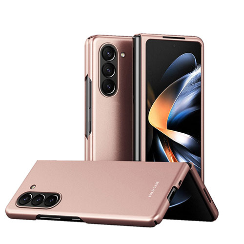 Hard Rigid Plastic Matte Finish Front and Back Cover Case 360 Degrees Q03H for Samsung Galaxy Z Fold5 5G Rose Gold