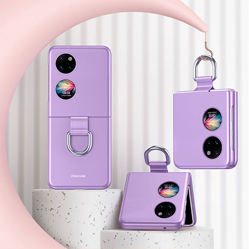 Hard Rigid Plastic Matte Finish Front and Back Cover Case 360 Degrees QH2 for Huawei Pocket S Purple