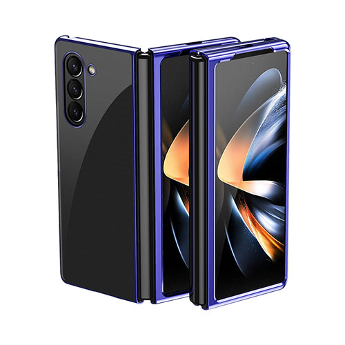 Hard Rigid Plastic Matte Finish Front and Back Cover Case 360 Degrees QH2 for Samsung Galaxy Z Fold5 5G Blue