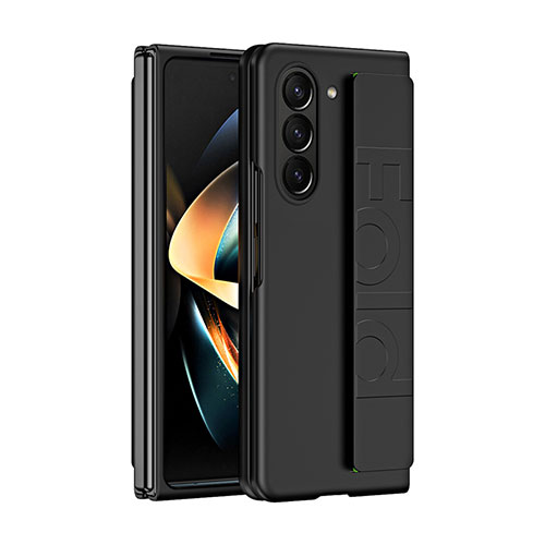 Hard Rigid Plastic Matte Finish Front and Back Cover Case 360 Degrees QH3 for Samsung Galaxy Z Fold5 5G Black