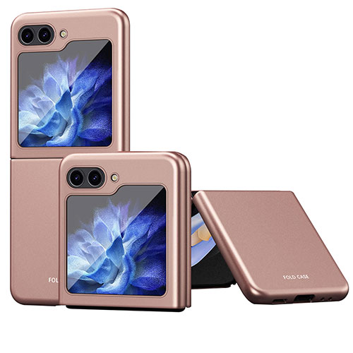 Hard Rigid Plastic Matte Finish Front and Back Cover Case 360 Degrees QH4 for Samsung Galaxy Z Flip5 5G Rose Gold