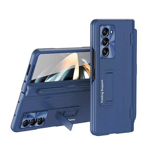 Hard Rigid Plastic Matte Finish Front and Back Cover Case 360 Degrees QH4 for Samsung Galaxy Z Fold5 5G Blue