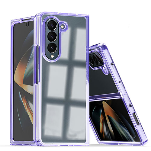 Hard Rigid Plastic Matte Finish Front and Back Cover Case 360 Degrees QW1 for Samsung Galaxy Z Fold5 5G Purple