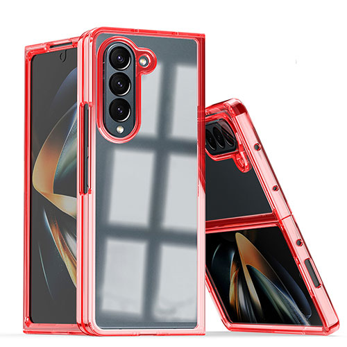 Hard Rigid Plastic Matte Finish Front and Back Cover Case 360 Degrees QW1 for Samsung Galaxy Z Fold5 5G Red