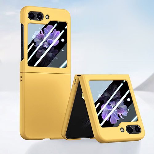 Hard Rigid Plastic Matte Finish Front and Back Cover Case 360 Degrees SD1 for Samsung Galaxy Z Flip5 5G Yellow