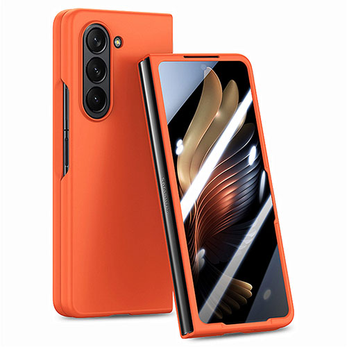 Hard Rigid Plastic Matte Finish Front and Back Cover Case 360 Degrees SD1 for Samsung Galaxy Z Fold5 5G Orange